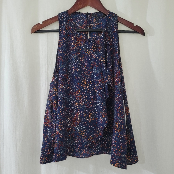 Zara Tops Nwt Zara Trafaluc Bluered Floral Print Sleeveless Scoop
